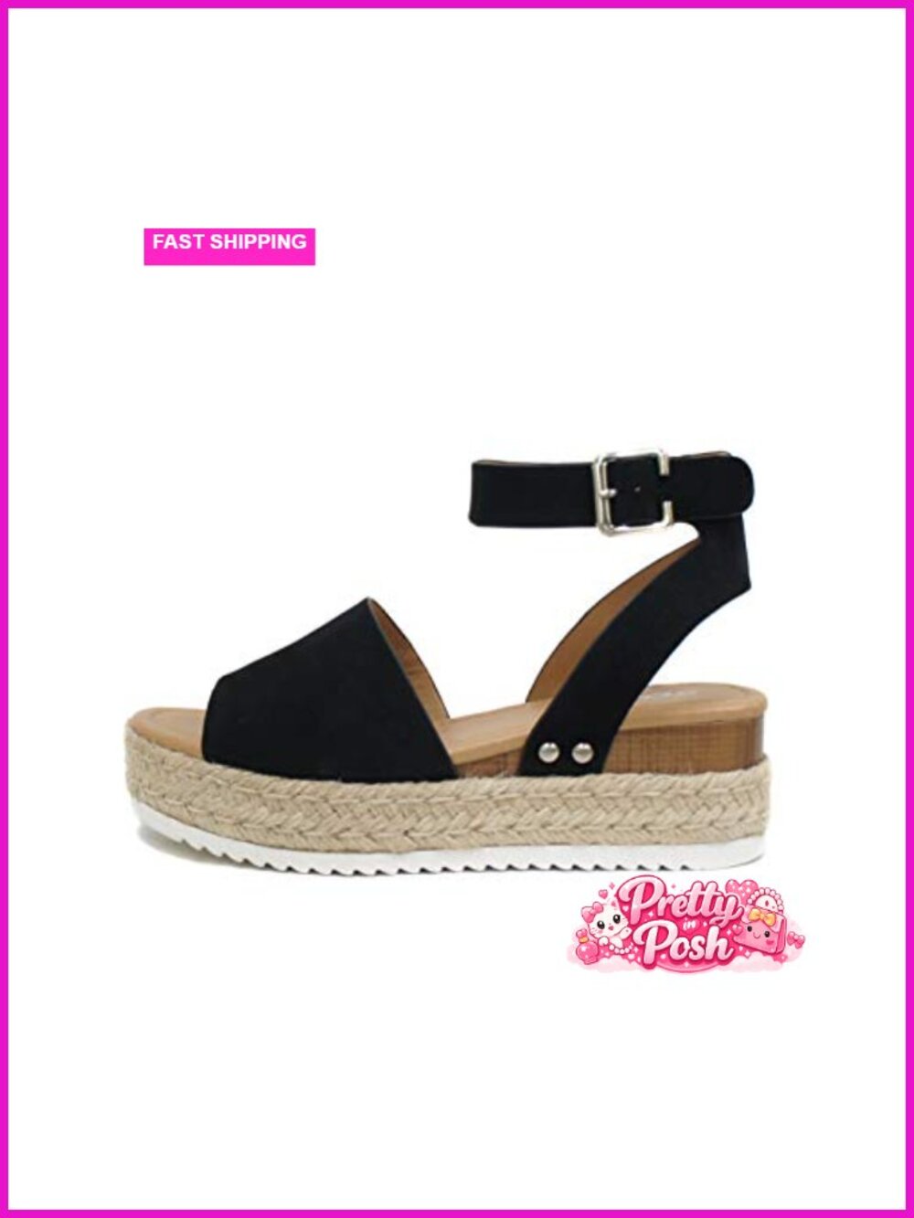 Open Toe Buckle Ankle Strap Espadrilles Flatform Wedge Casual Sandal